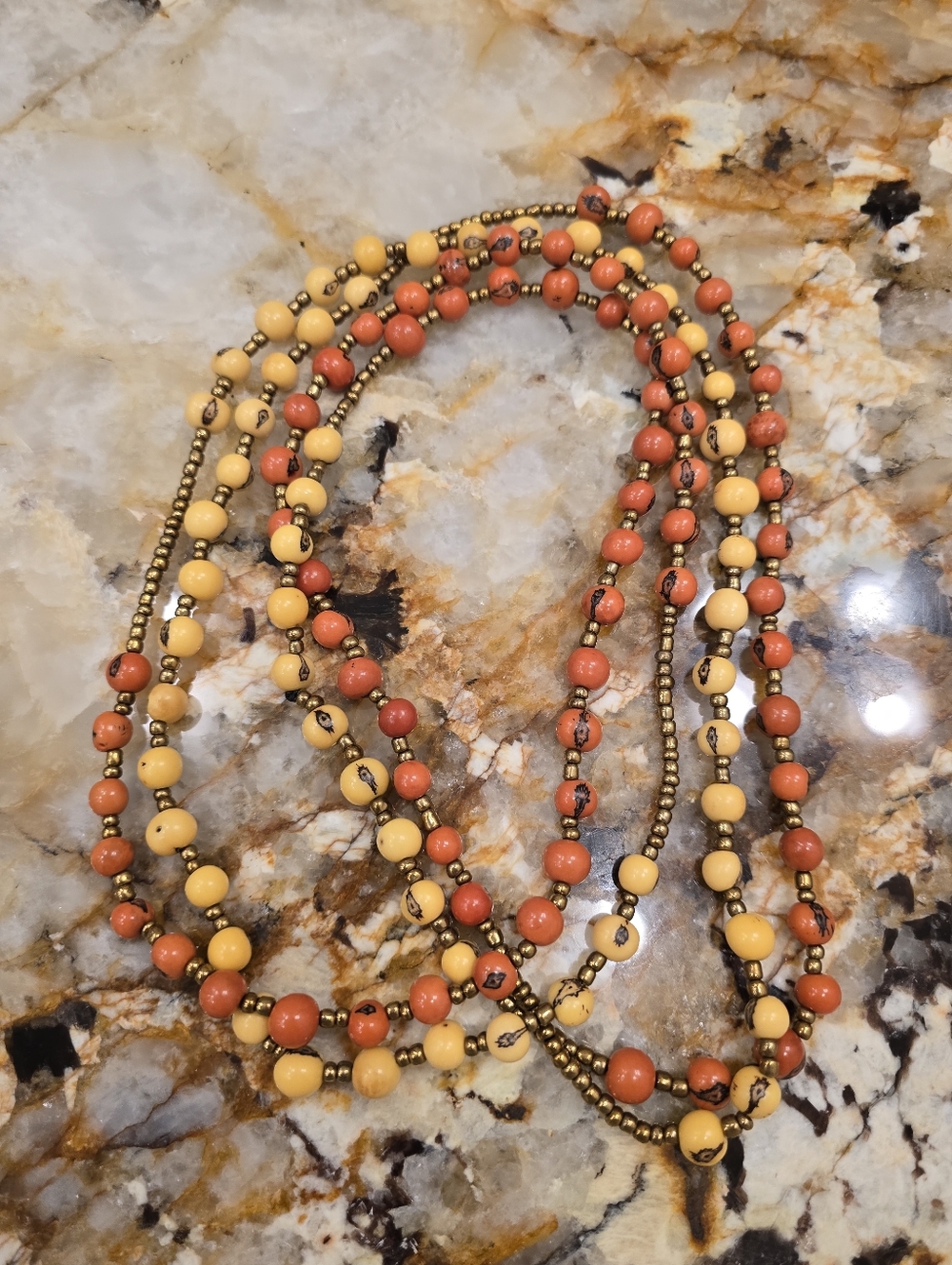 Acai Seed Beaded Extra Long Necklace Boho